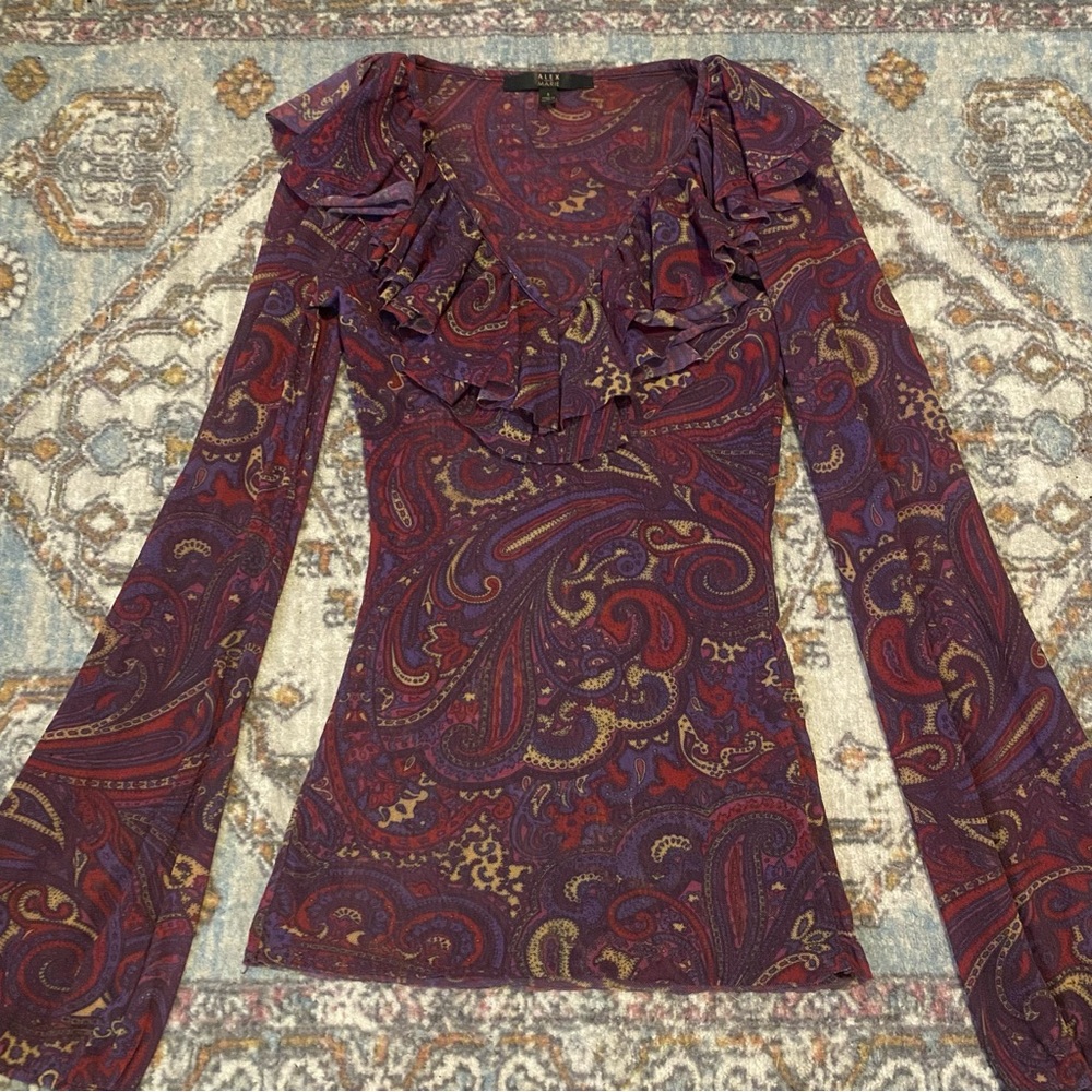 funky 70s longsleeve blouse